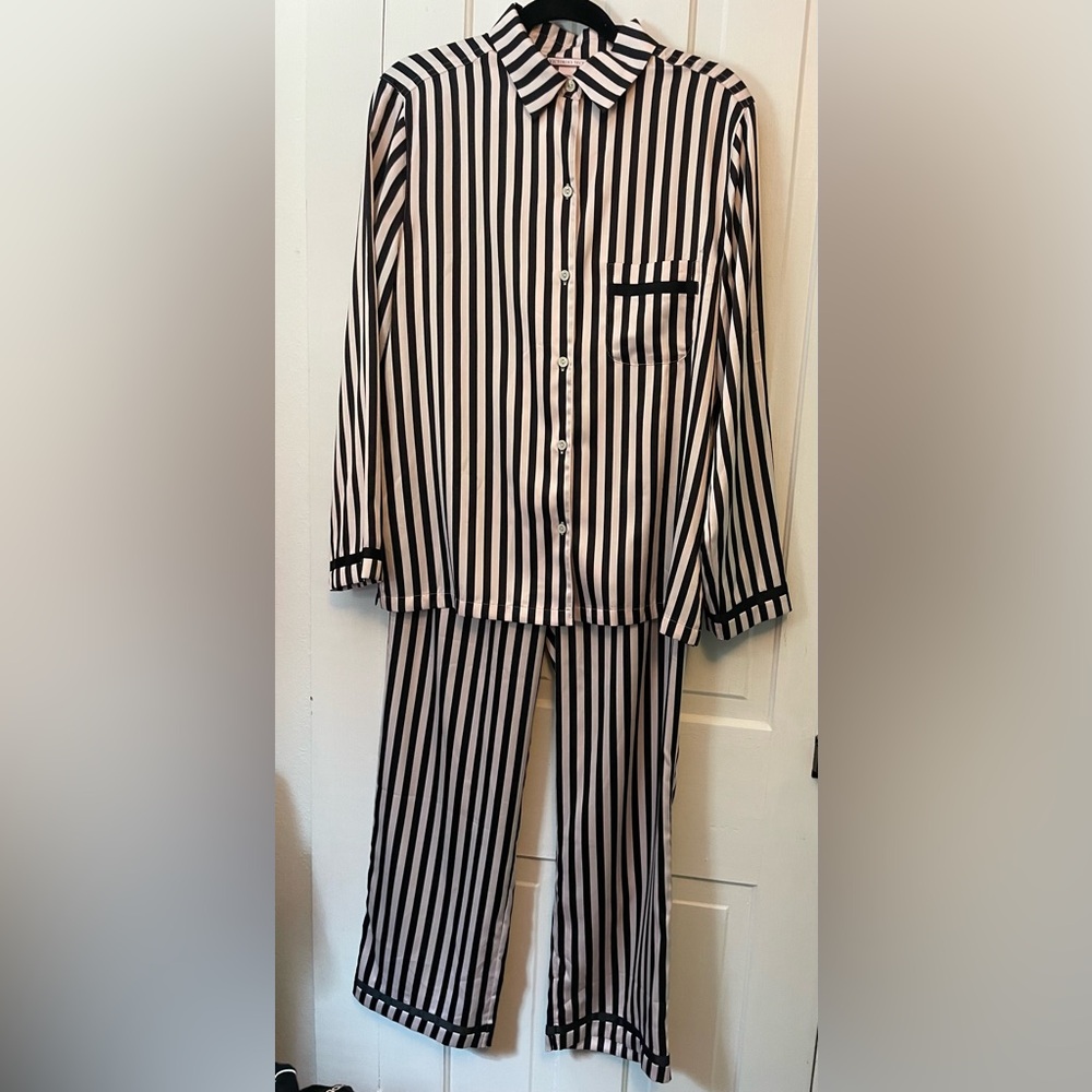 Victoria's Secret Black and White Striped Pajama Set